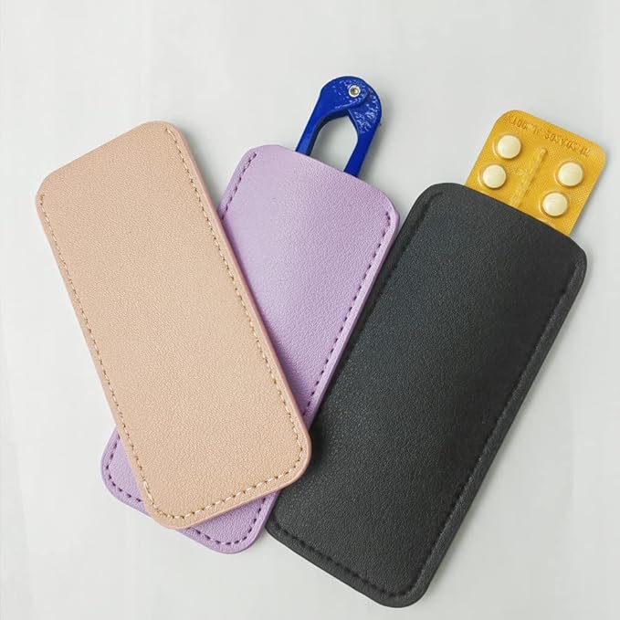 Birth Control Pill Case Holder for Mini Pill Packets 5cm x 11cm (Purple)