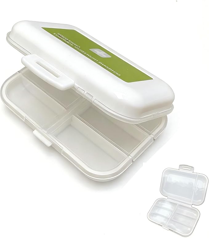 8-Compartment Portable Pill Organizer, 7 Small + 1 Large Grid Sealable Medicine Case, 11x8x3cm PP Pill Box for Travel & Daily Use