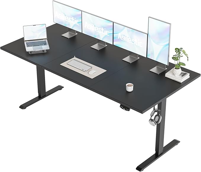 Agilestic Electric Standing Desk, 71 x 24 Inches Height Adjustable Desk, Sit Stand up for Work Office Home, Ergonomic Rising Computer Table with Memory Preset, Black