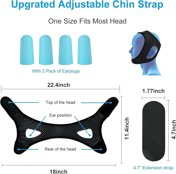 Snoring Chin Strap for Users,Anti Snoring Chin Strap for Sleeping, 2 Pack Adjustable Jaw Support Strap to Keep Mouth Closed, Snoring for Men Women, Comfort Fit Nighttime Sleeping Aid