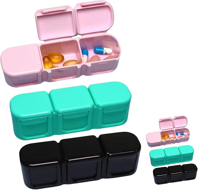 6 Pieces Pill Organizer, 3 Timer Daily Moisture Proof Pill Box Pocket Purse Portable Travel Vitamin Container Medicine Case