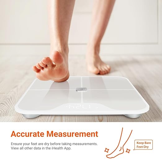 iHealth Nexus Smart Scale for Body Weight Bluetooth, Digital Bathroom Scale Body Fat and Muscle, Body Composition Monitor Health Analyzer for BMI Compatible for iOS & Android Accurate to 0.1lb-White