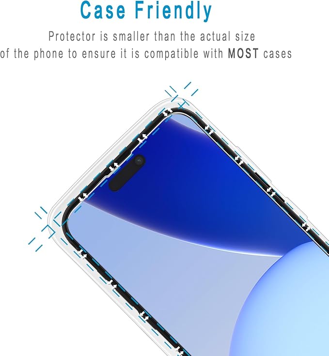 HPTech (2 Pack) Screen Protector Designed for iPhone 14 Pro Max 6.7-inch Anti Blue Light Tempered Glass Film, Easy to Install, Bubble Free