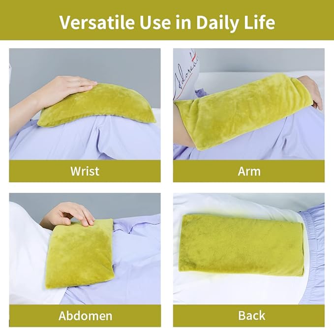 UNI-GO Silica Beads Microwave Heating Pad for Hot Compress and Cold Compress, No Smell, Reusable Microwavable Heating Pad for Back, Neck, Shoulder, Leg, Muscle Ache & Cramps. (Olive Green-6"x12")