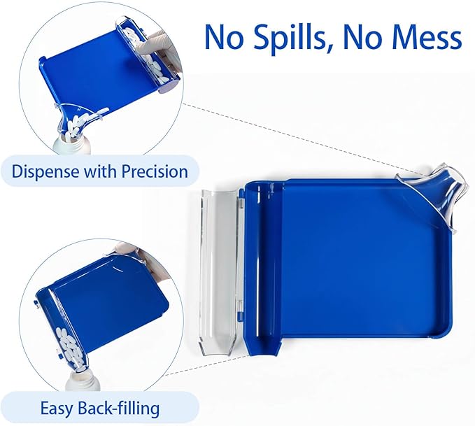 Upgraded Pill Counter Tray with Spatula - Larger Tray and Added Guide Cap, Convenient Pill Counting Tray for More Pills Each Time, No More Falling
