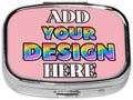Custom Pill Organizer, Medicine Pill Box Case Container Travel Pill Holder Vitamin for Purse Med Wallet Portable Mini Pastillero Square, Light Pink, Customized Gifts