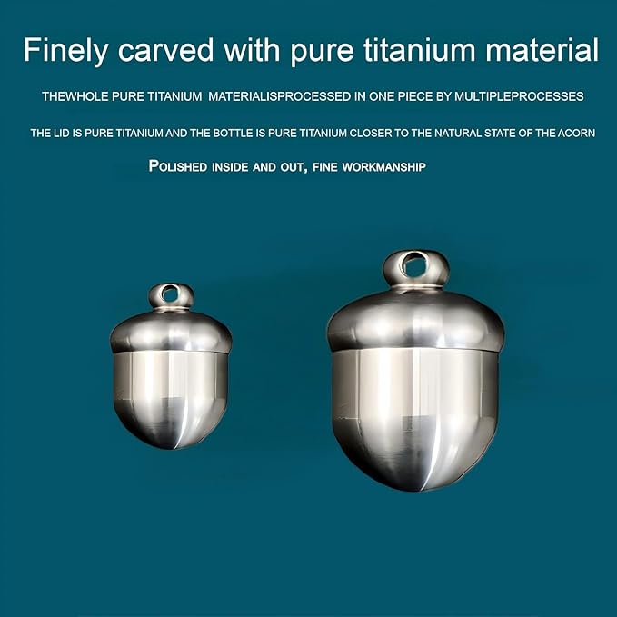 Pure Titanium Acorn Portable Storage Box, Waterproof Sealed Container Box, Travel Pill Organizer, Pocket Daily Pill Case EDC Container for Outdoor Camping Working (TI L)
