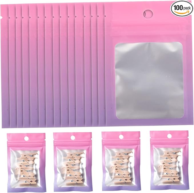 minkissy 100pcs Jewelry Pouches Small Sealing Bags Compact Storage for Jewelry Accessories Reusable Portable Sealing Pouches Drawstring