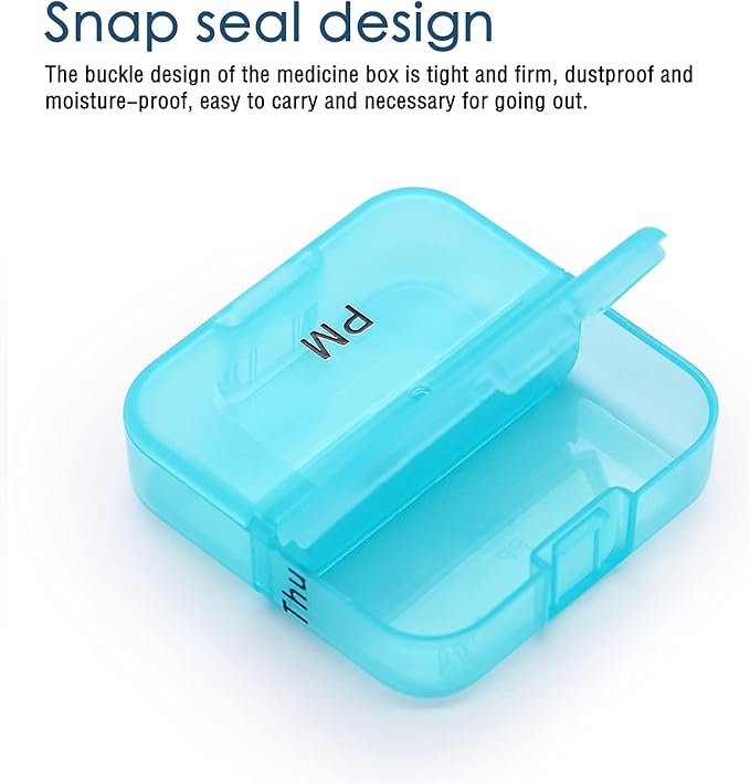 GREENCYCLE Weekly Pill Organizer 7 Day 2 Times a Day, AM PM Portable Travel Daily Compartments Pill Cases for Pills Vitamin Fish Oil Supplements, BPA Free Pill Box, Easy to Clean
