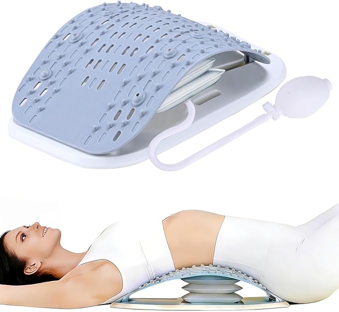 Back Stretcher with Manual Airbag – Lower Back Pain Relief, Adjustable Lumbar Support Board, Effortless Airbag.