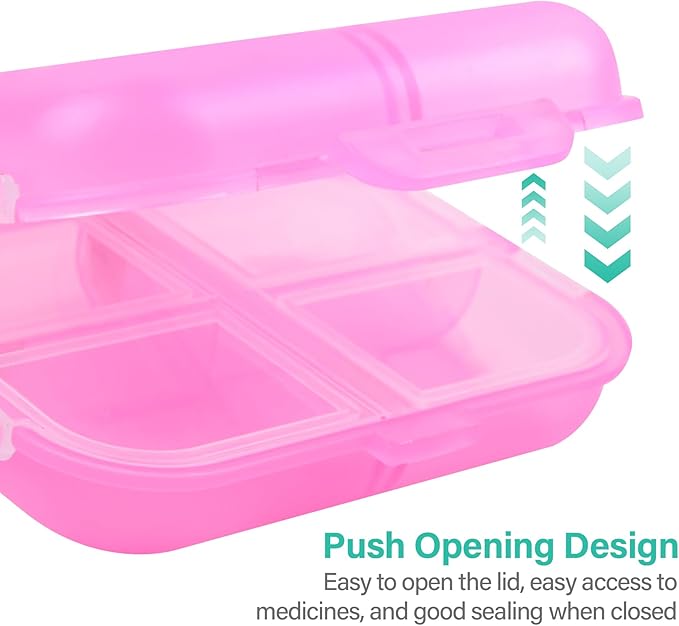Travel Pill Organizer Small 8 Grid Compartments Pill Holder Box - Portable Medicine Container Case - Daily Weekly Medication Organizer