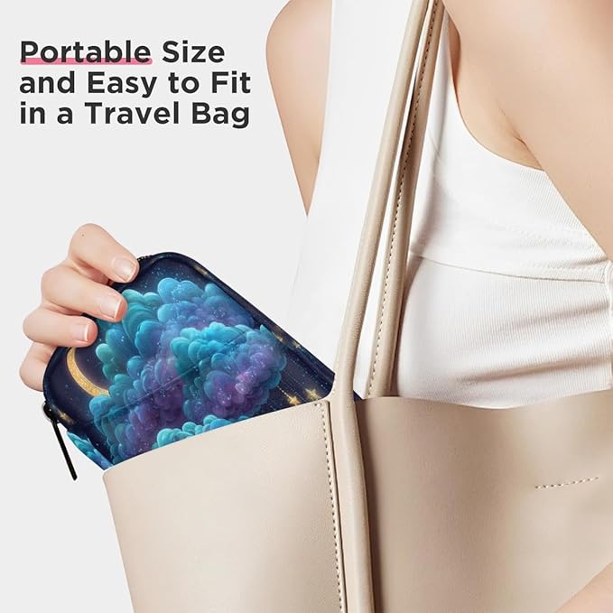 Stars Clouds Moon Pill Case Everyday Travel, 7 Day Weekly Medicine Pill Box Compact Portable Pills Bottle Organizer with Zipper for Daily Vitamin Medicine Holder Bottle Organizers Bag