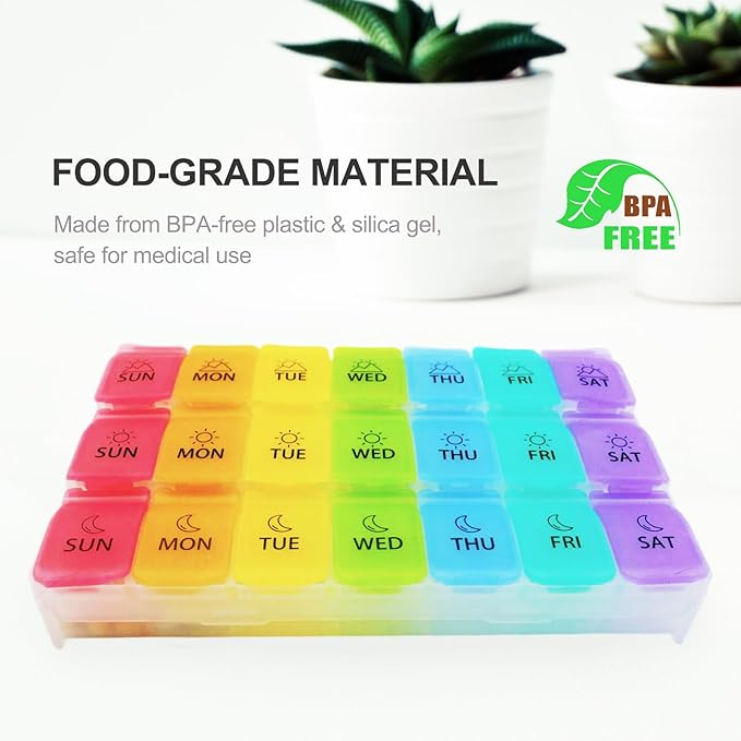 Extra Large Weekly Pill Organizer 8 Day x 7 Compartments per Day dust-Proof Design Pill Box Pill Cases by Week, Pill Dispenser Container to Hold Vitamins Fish Oil (21 Days, 3 Weeks)