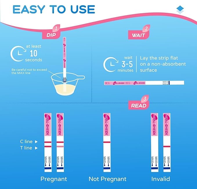 Pregnancy Tests with Cup, HEAL-CHECK Bulk Pregnancy Test Strips for Home Detection, Over 99% Accuracy, Individually Wrapped, Extra-Wide 5mm HCG Test Kit Comfortable Grip, 25 Count, Pruebas De Embaraz