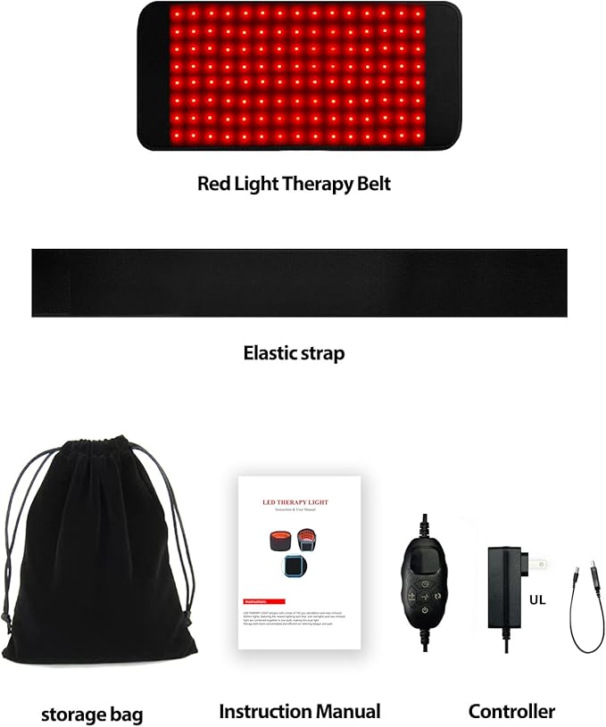 Red Light Therapy Belt Infrared Light Therapy for Body Wearable Wrap with 3-in-1 LED Bead with Timer Remote Control 660nm&850nm for Pain Relief Wearable for Muscle Repair Gift (17.7''*8.3'')