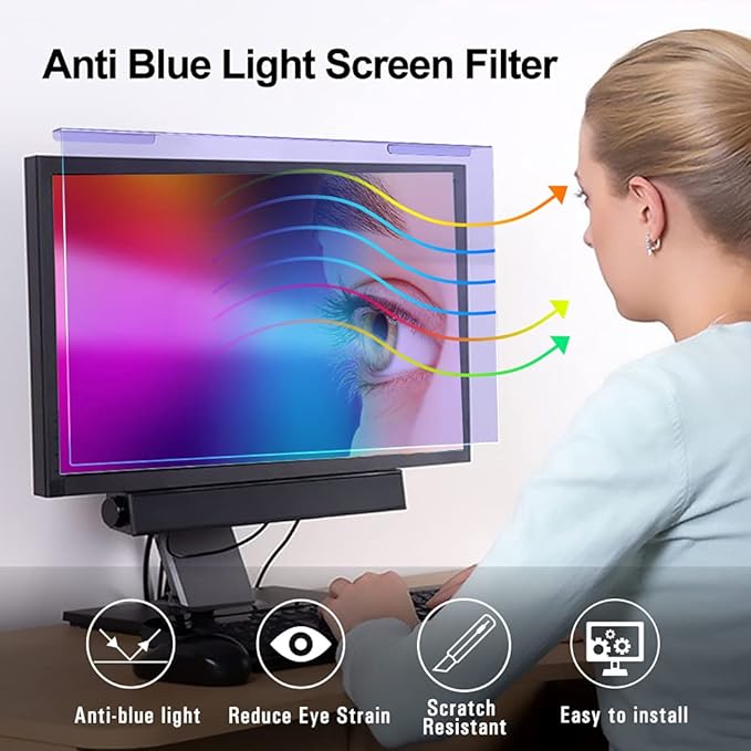 GUMIKE Anti Blue Light Screen Filter for 20 21.5 22 inch, Universal Widescreen Desktop PC Monitor Panel Reduces Eyes Strain & Scratch Resistant Protection Filter Hanging Type