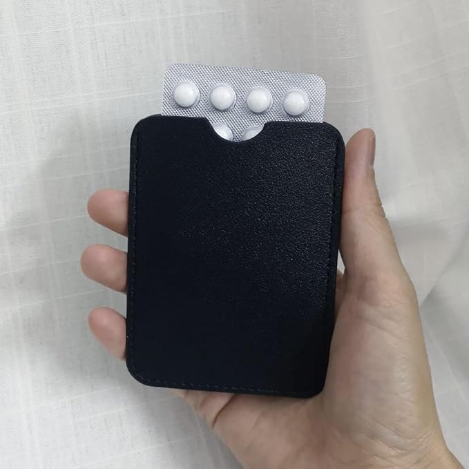 Birth Control Pill Case Holder Credit Card Sleeve Slim Wallet (Black)