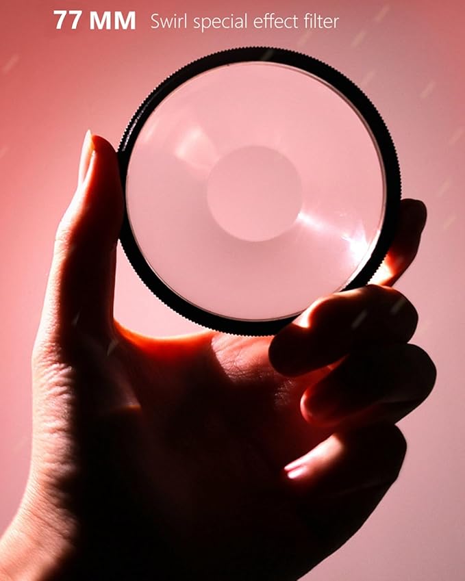 Camera Vortex Effect Filter, 77MM Prism Film Special Effects Glass Lens Photography Accessories for DSLR Cinematice Video and Photo, Filter Pouch Included