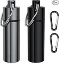 Small Pill Box,(2 Pack+2*Carabiner Clips) Keychain Pill Holder Portable Mini Travel Pill Container Metal Case Bottle with Keyring