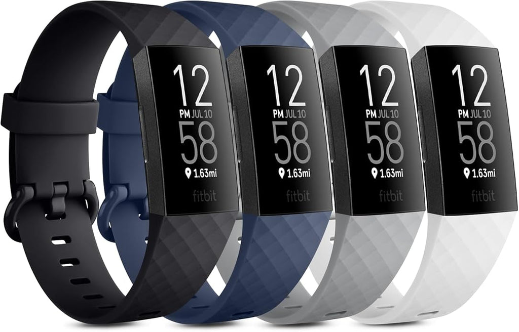 Vancle Bands for Fitbit Charge 4 Bands/Fitbit Charge 3 Bands Women Men[4 PACK], Classic Soft Replacement Sport Straps Wristbands for Fitbit Charge 4 / Charge 3 Fitness & Health Tracker