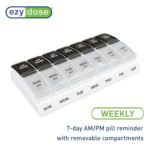 EZY DOSE Weekly (7-Day) AM/PM Pill Case, Medicine Planner, Vitamin Organizer, Small Pop-Out Compartments, 2 Times a Day, Black and Clear Lids (Pack of 2)