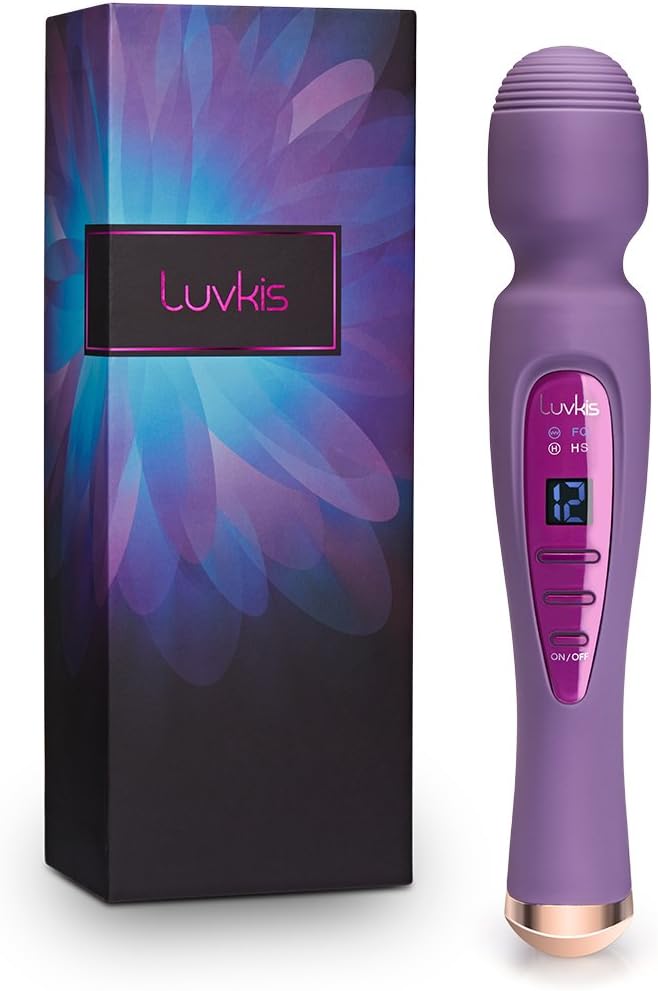 Cordless Wand Massager 12 Speed Magnetic Rechargeable Strong Power Toy with LED Indicator Luvkis Waterproof Power Wand for Muscle Aches & Sport Recovery-Grape Purple…