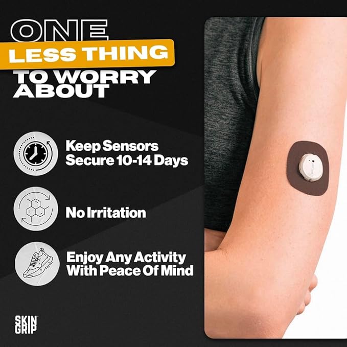 Skin Grip Adhesive Patches Compatible with Dexcom G7 & Stelo CGM with Cutout – Waterproof & Sweatproof Cover for Continuous Glucose Monitor Sensor, Stays Secure for 10-15 Days – 20 Pack, Basics Pack