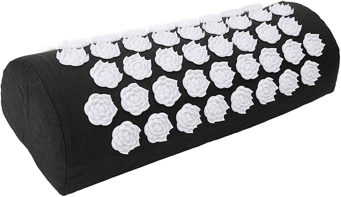 Acupressure Pillow for Neck, Acupressure Massage Pillow, Floral Stimulation Design ABS and Cotton Material Great Yoga Meditation(Black)