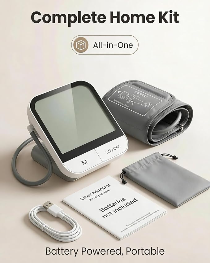 Arm Blood Pressure Monitor No App, 4.5" Large Screen, Extra Large Cuff 23-47cm, Voice Broadcast, Upper Arm BP Machine for Seniors Home Use