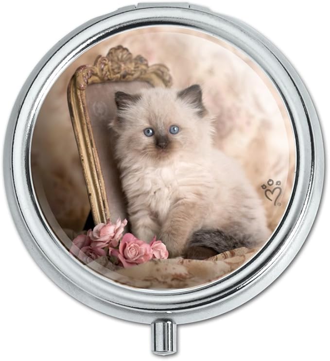 Ragdoll Tiffany Cat Kitten Victorian Roses Pill Case Trinket Gift Box