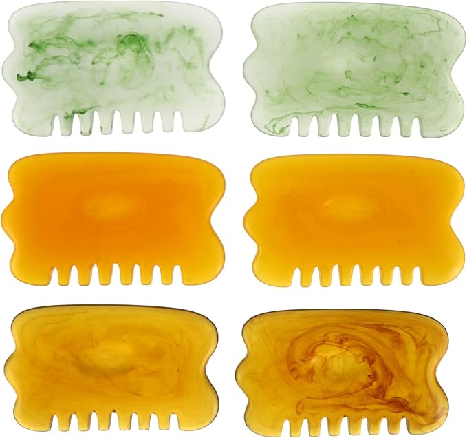 Healifty 6pcs Multifunctional Gua Sha Scraping Comb Scalp Massager Massage Tool for Head Legs and Muscle Relaxation Improves Relieves Stress and Pain
