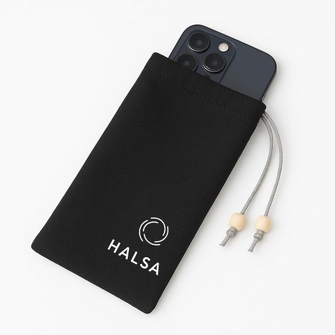Halsa EMF Cell Phone Sleeve, High-Shield EMF Blocking Pouch, Signal Blocking Anti-EMP Radiation Bag for Digital Privacy Protection, Fits Most Phones, (4x8 Inch) Grey