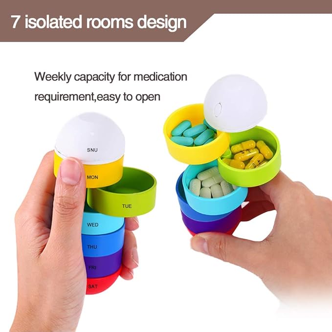Weekly Pill Organizer Case Small Pocket Pill Box Travel 7 Day Medicine Stackable Pill Dispenser Waterproof Moisture Proof,Candy Box,Jewelry Box