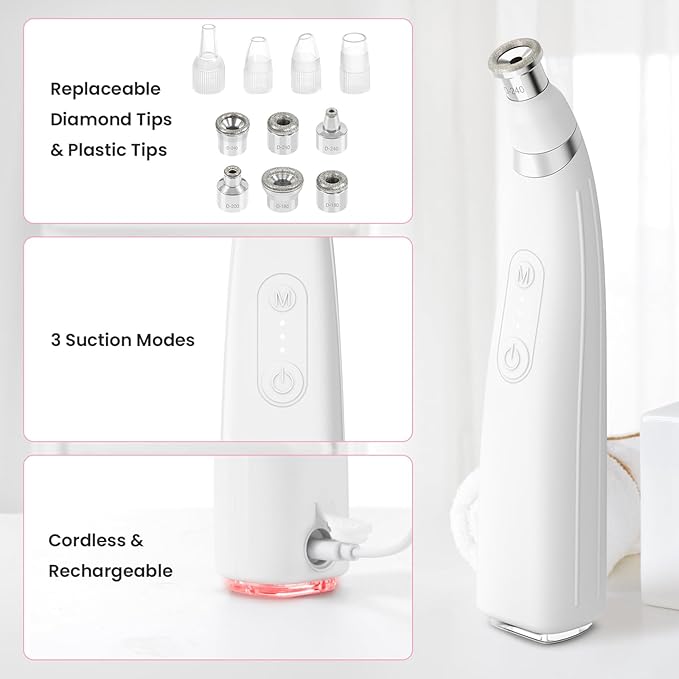 UNOISETION Diamond Microdermabrasion Machine, Portable Blackhead Remover Pore Vacuum, Dermabrasion Facial Machine for Exfoliation & Blackhead Removal