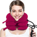 Neck Stretcher, Cervical Traction Device, Neck Traction Device for Neck Pain Relief, Adjustable Inflatable Neck Stretcher Cervical Traction and Neck Brace, Neck Decompression Home Use (Red)
