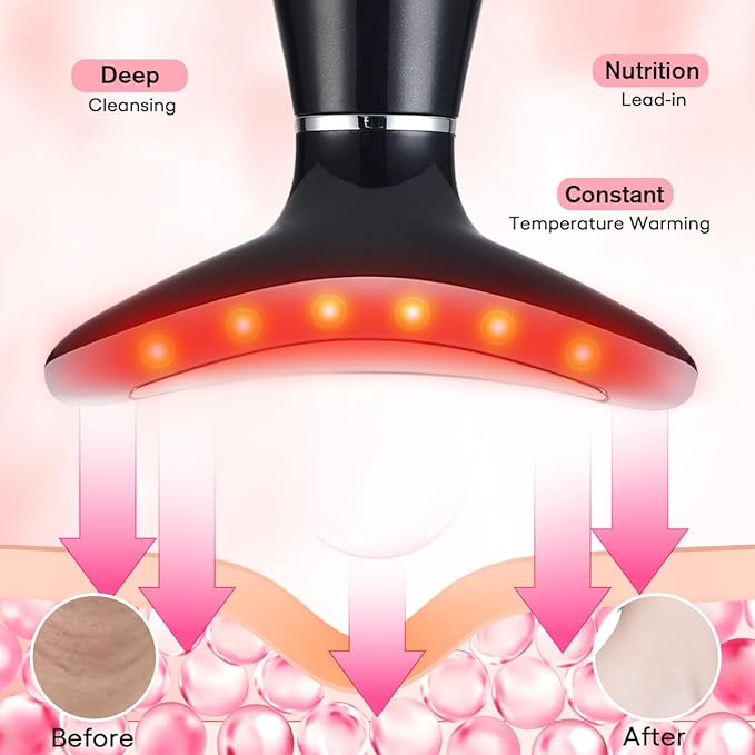 LATME Facial Massager,Neck Face Massager Tool,3 Mode Massage with Heat,Portable Beauty Instrument for Skin Care Women Gift (Black)