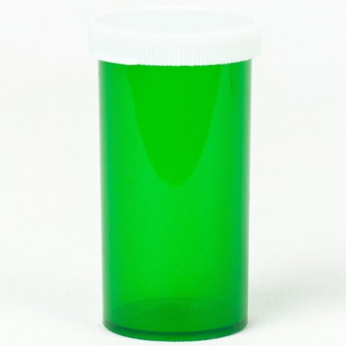 Five Star Supplies Snap Cap Plastic Pill Bottles - Easy Open Snap Cap - Pill Container Prescription Vial (Green, 13 DRAM 360 ct.)