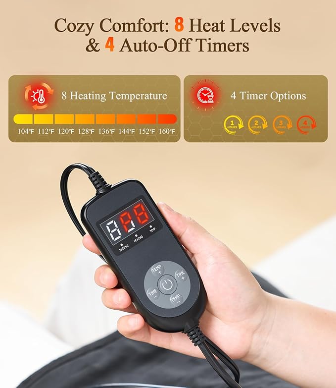 Heating Pad for Back Pain Relief: 2X Graphene Far Infrared Max 160℉ with 8 Heat Settings - Soft Wearable Wrap Around for Period Cramps & Stiffness Relief - 12"x44" 4H Auto Off for Women at Home