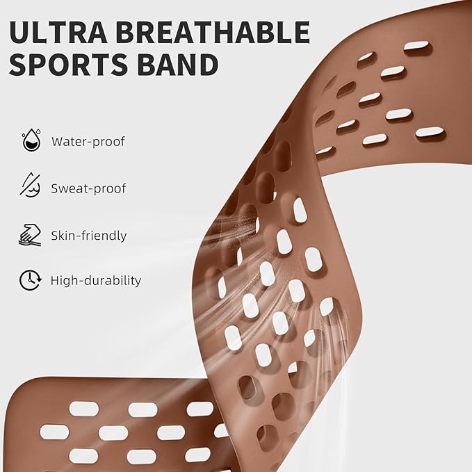 Getino Compatible with Fitbit Charge 5 Bands/Charge 6 Band Women Men, Soft Breathable Replacement Sport Strap Adjustable Bracelet for Fitbit Charge 5/ Charge 6 Advanced Fitness Tracker, Reddish Brown
