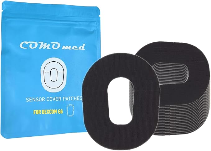Sensor Cover Patches - Waterproof Adhesive Patches - Long Fixation for Continuous Glucose Monitor Sensor - Lasts 20 Days (25 Pack) (Black, G6)