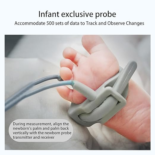 Overnight Pulse Oximeter for Baby, Medical Grade Accuarcy SpO2 & Pulse Rate Continuous Pulse Oximeter Pediatric Blood Oxygen Saturation Monitor Handheld Infant with Adjustable Alarms and 500 Data Storage for Toddler