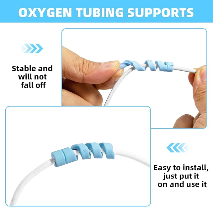 10 Pack Oxygen Tube Support Crimp Straightener for Portable Oxygen Concentrator, Oxygen Tubing Support for Oxygen Tank Oxygen Hose Nasal Cannula Oxygen Accessories (Blue)