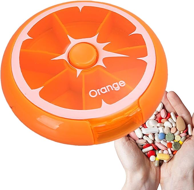 Weekly Pill Organizer - Eco-Friendly Round Pill Storage Box, Round Pill Organizer | 7-Compartment Weekly Pill Dispenser, Weekly Medication Organizer Suitable for vitaminn, Medication, and Candy