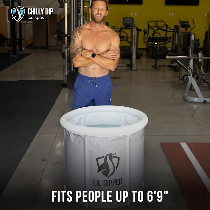 Lil’ Dipper Ice Bath Tub for Athletes, Portable Cold Plunge Tub with Insulated Lid, Compact Lightweight Ice Bath for Recovery, Home Gym & Outdoor Cold Therapy, Chiller Ready