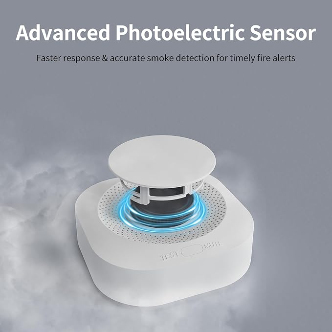 Smoke Detectors for Home,Photoelectric Wireless Fire Alarms Replaceable Battery Powered,Portable Smoke Alarm with Test/Mute Button,Attic Smoke Detector,5 Pcs