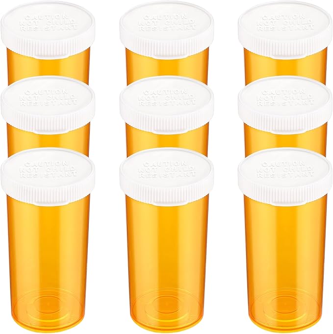 Empty Pill Bottles with Caps, Small Medicines Bottle Plastic Vials Easy Open Medication Vials Containers Clear Travel Pill Cases Organizers (13 Dram, 9 Pcs)