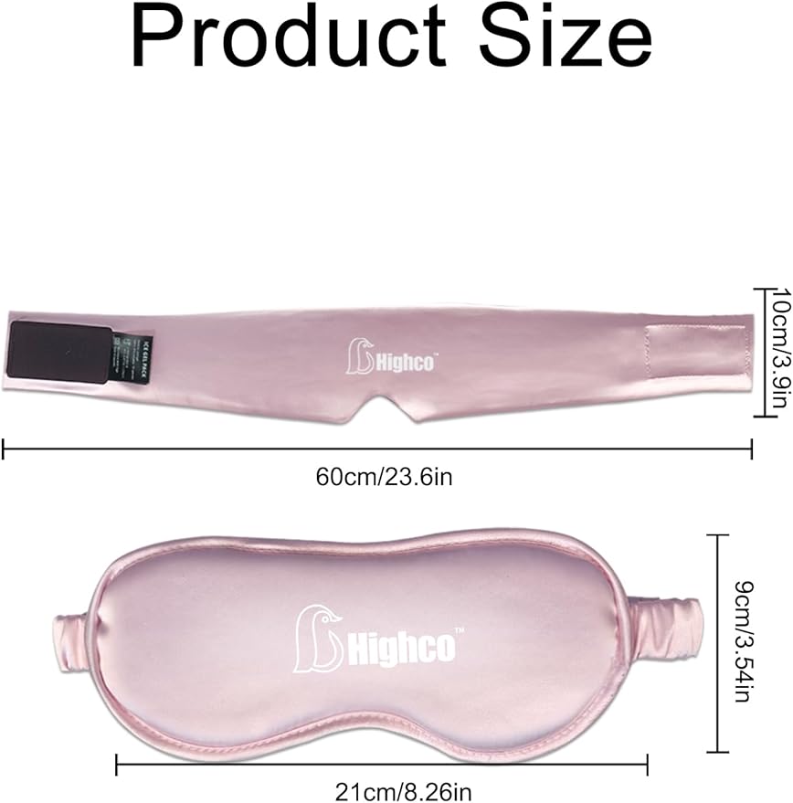 2 Packs Cooling Eye Mask and Neck Ice Pack Wrap,Hot Cold Compress Ice Pack for Neck,Cold Gel Cooling Mask for Sleep,Reusable Ice Eye Mask Cold Compress for Puffy Eyes,Pink