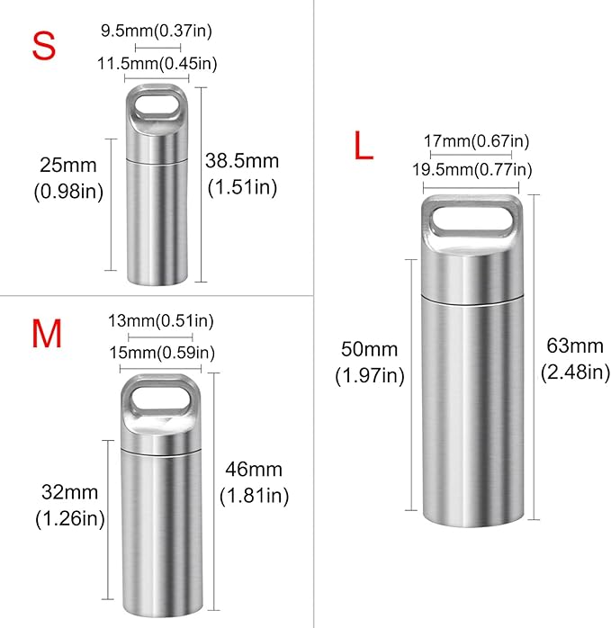 Portable Waterproof Pill Case Keychain, Titanium Alloy Seals Bottles, Mini Canister Medicine Capsule Bottle Pill Container for Outdoor Camping/Travelling EDC Tool Kit (Frosted, M)
