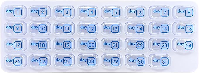 31 Day Monthly Pill Box Organizer Planner with Daily Removable Medication Pods, Great Travel Med Dispenser