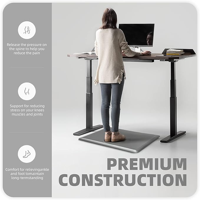 Color&Geometry Anti Fatigue Floor Comfort Mat 3/4 Inch Thick 24"x70" Perfect for Standing Desks, Kitchen Sink, Stove, Dishwasher, Countertop, Office or Garage, Light Grey